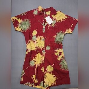 Free People Red and Yellow Floral Romper